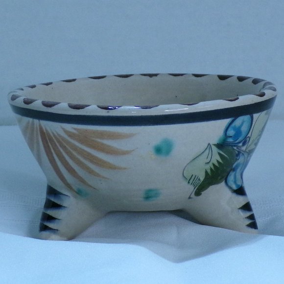 CAT Mexico Pottery Salsa Guacamole Footed Bowl 3669 - Picture 2 of 7